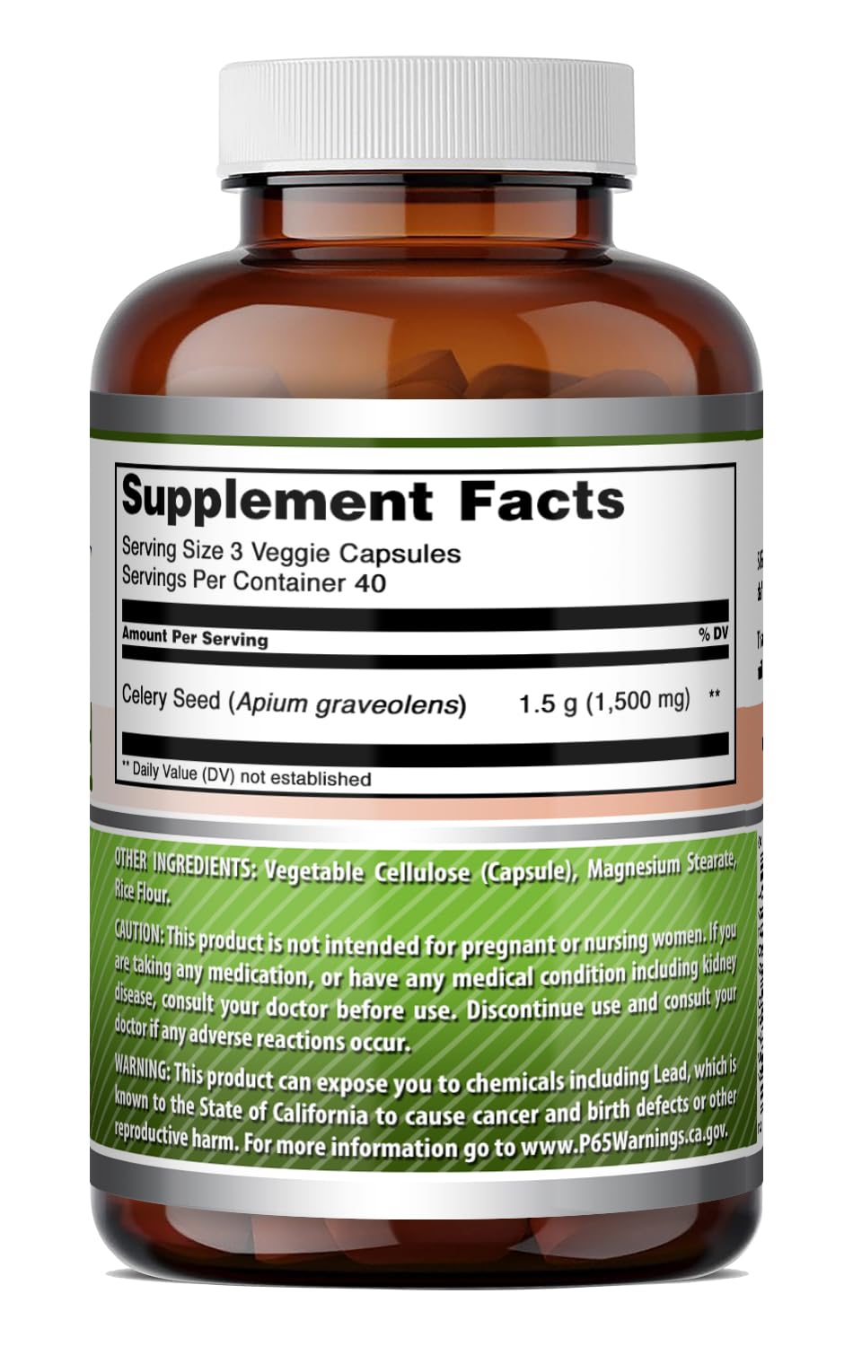 Amazing Nutrition Celery Seed Extract Supplement Capsules 120 Count