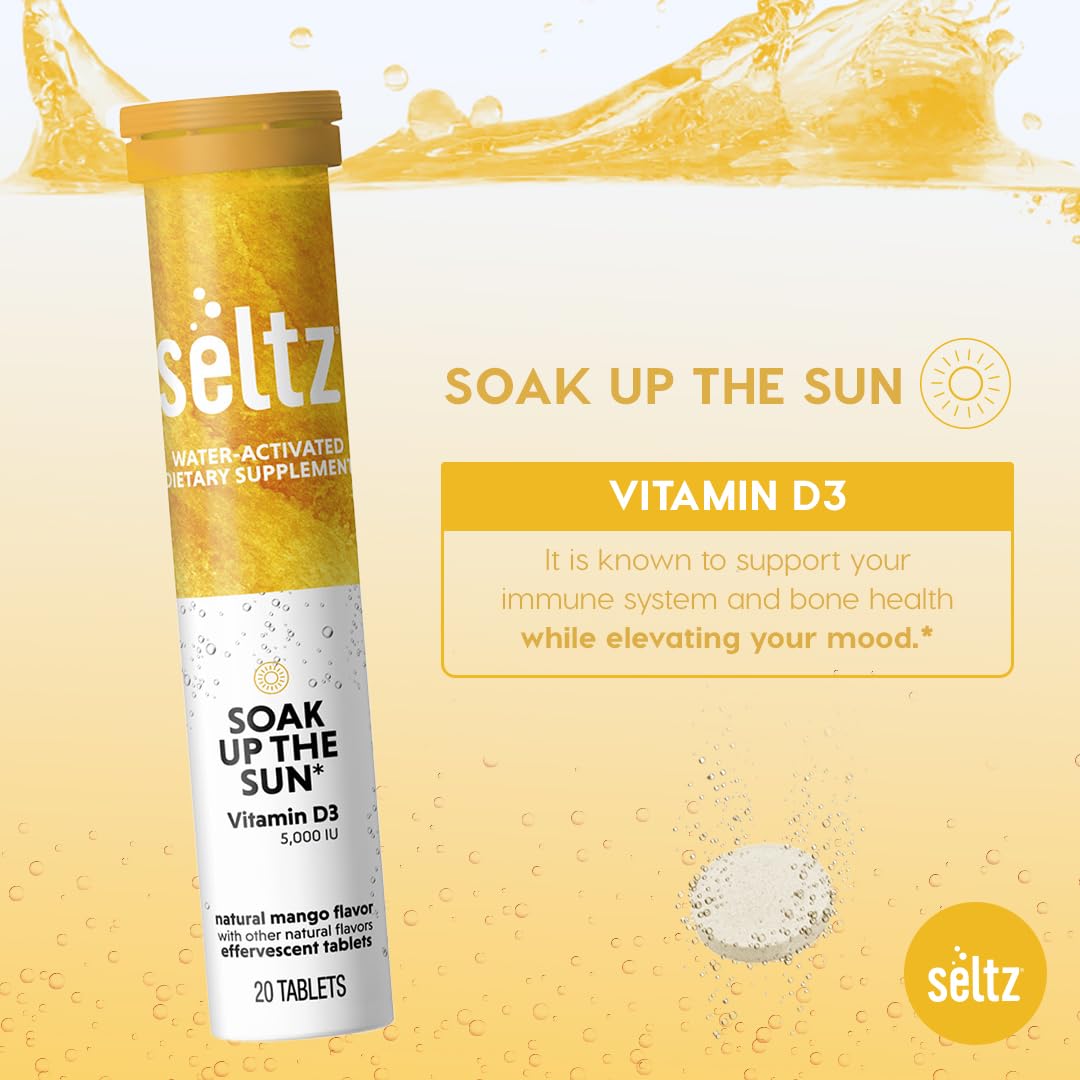 Seltz Soak Up The Sun Effervescent Vitamin D3 Tablets, 20 Count