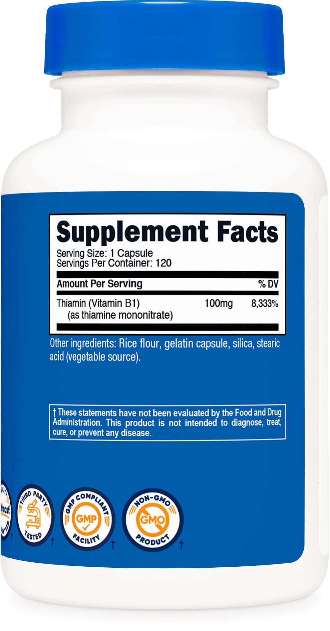 Nutricost Vitamin B1 (Thiamine) 100mg, 120 Capsules