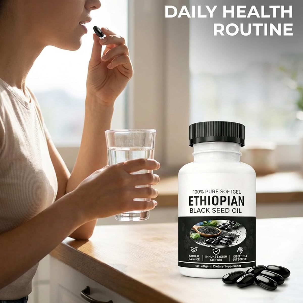 tebazoew Ethiopian Black Seed Oil Capsules 60 Count