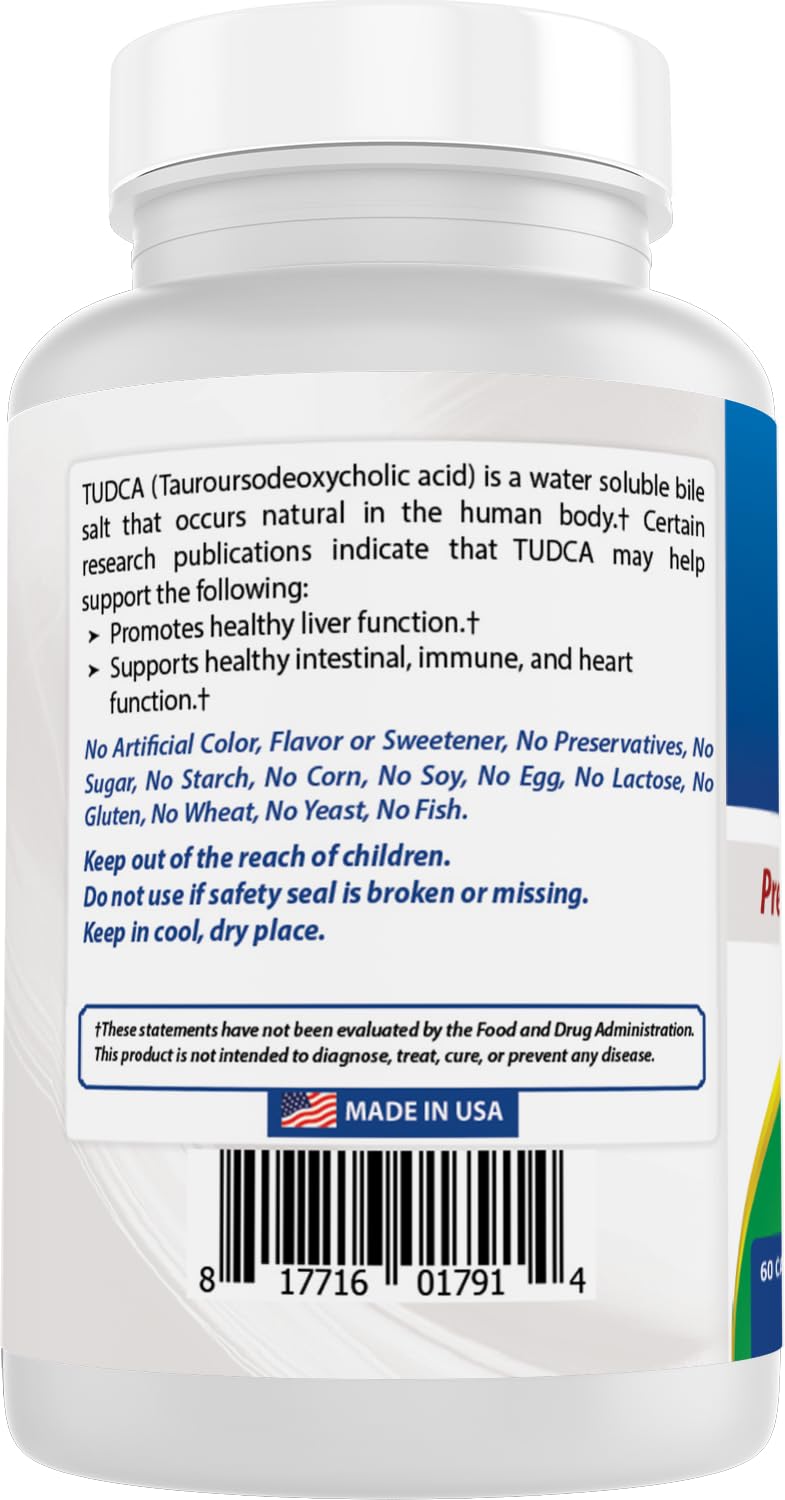 Best Naturals TUDCA 250mg (Tauroursodeoxycholic Acid) Capsules, 60 Count