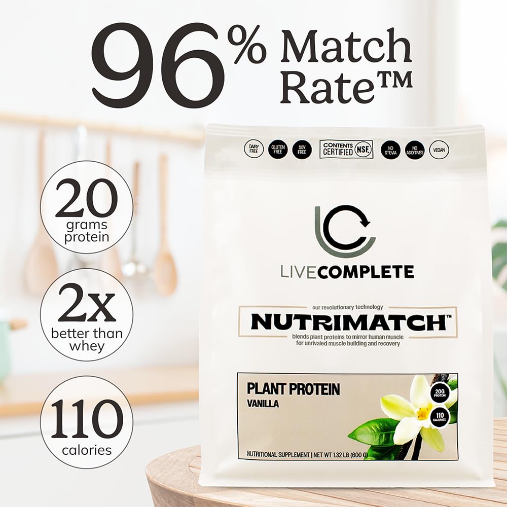 LiveComplete NutriMatch Plant Protein Powder Vanilla 21 Servings
