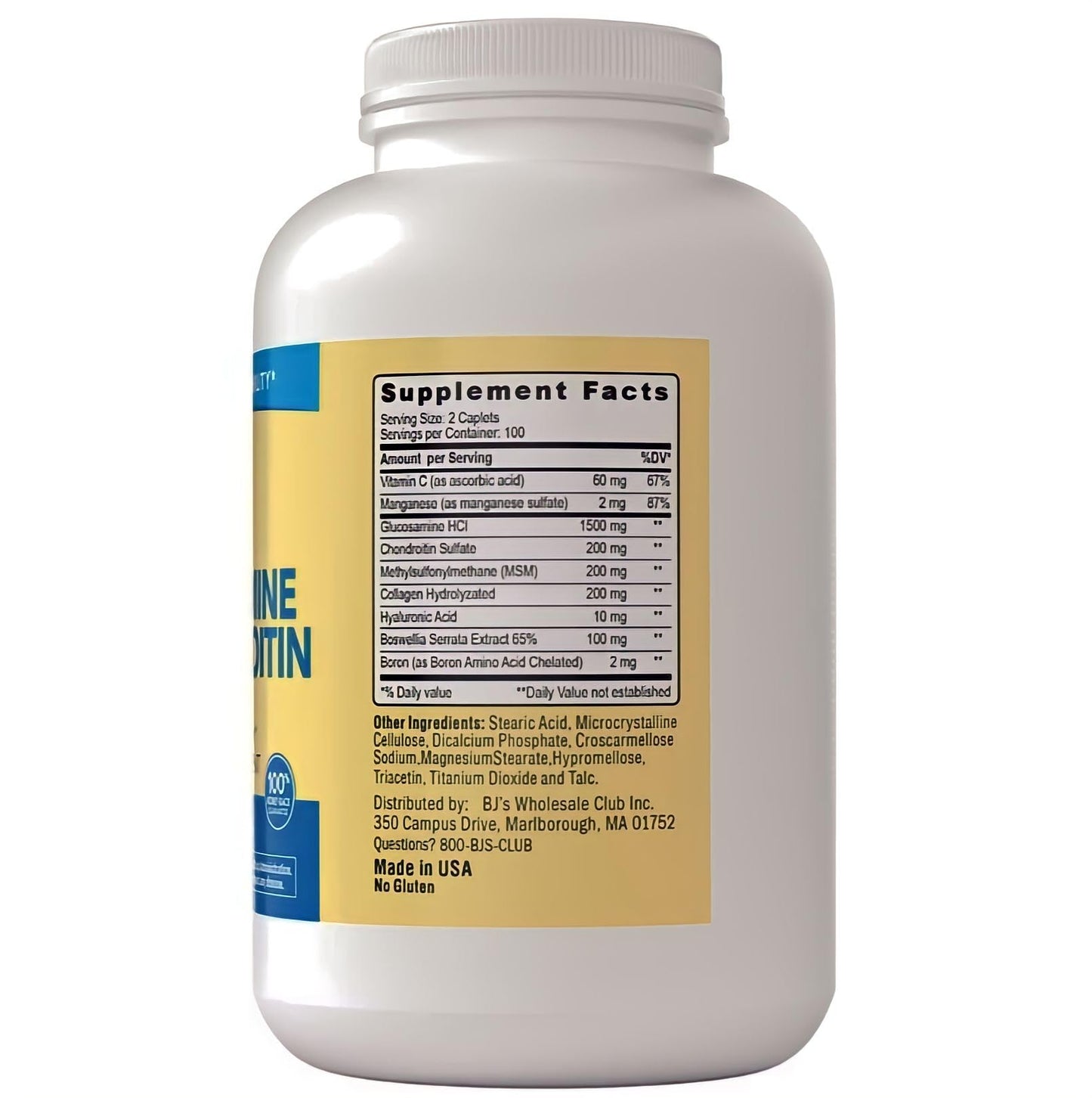 Berkley Jensen Glucosamine Chondroitin MSM Boswellia Complex Caplets, 200 Count