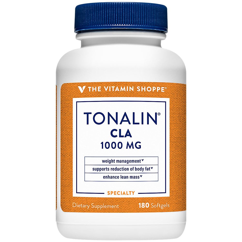 The Vitamin Shoppe Tonalin CLA 1000mg Softgel, Conjugated Linoleic Acid 740mg from Safflower Seeds - Supports Reduction of Body Fat, 180 Softgels