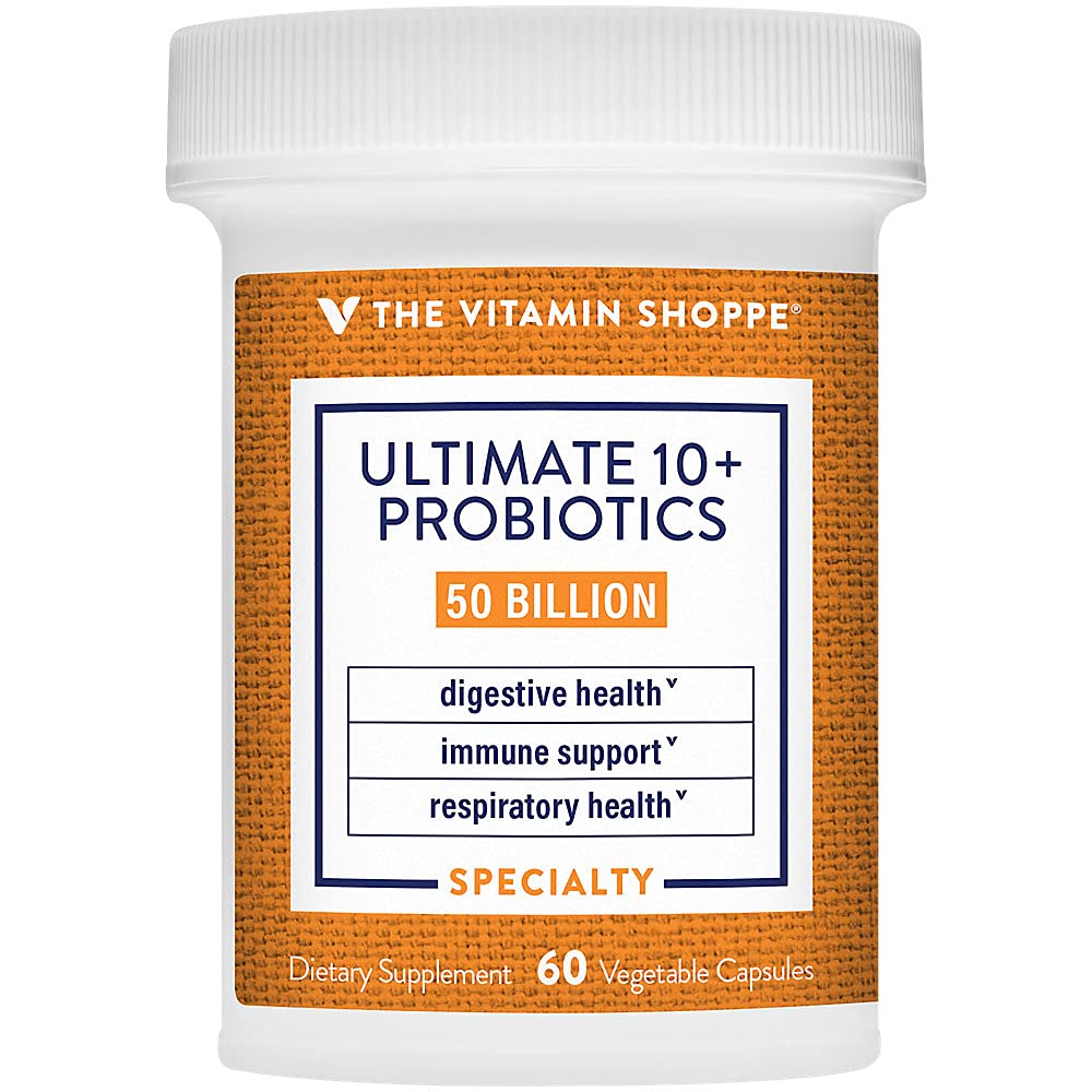 The Vitamin Shoppe Ultimate 10+ Probiotics 50 Billion CFU - 10 Probiotic Strains for Digestive Health, Immune & Gut Support, 60 Vegetable Capsules