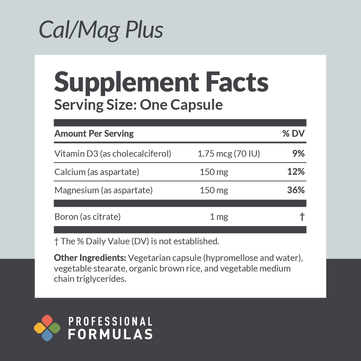 Professional Complementary Health Formulas Cal/Mag Plus Calcium, Magnesium, Vitamin D3 & Boron – Highly Absorbable Mineral Complex for Healthy Bone Density, Muscle Function & Nutrient Metabolism, 90 Capsules