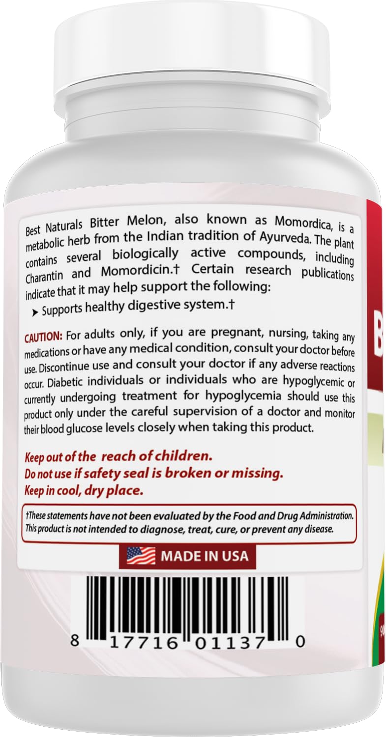 Best Naturals Bitter Melon 500 mg Capsules 180 Count