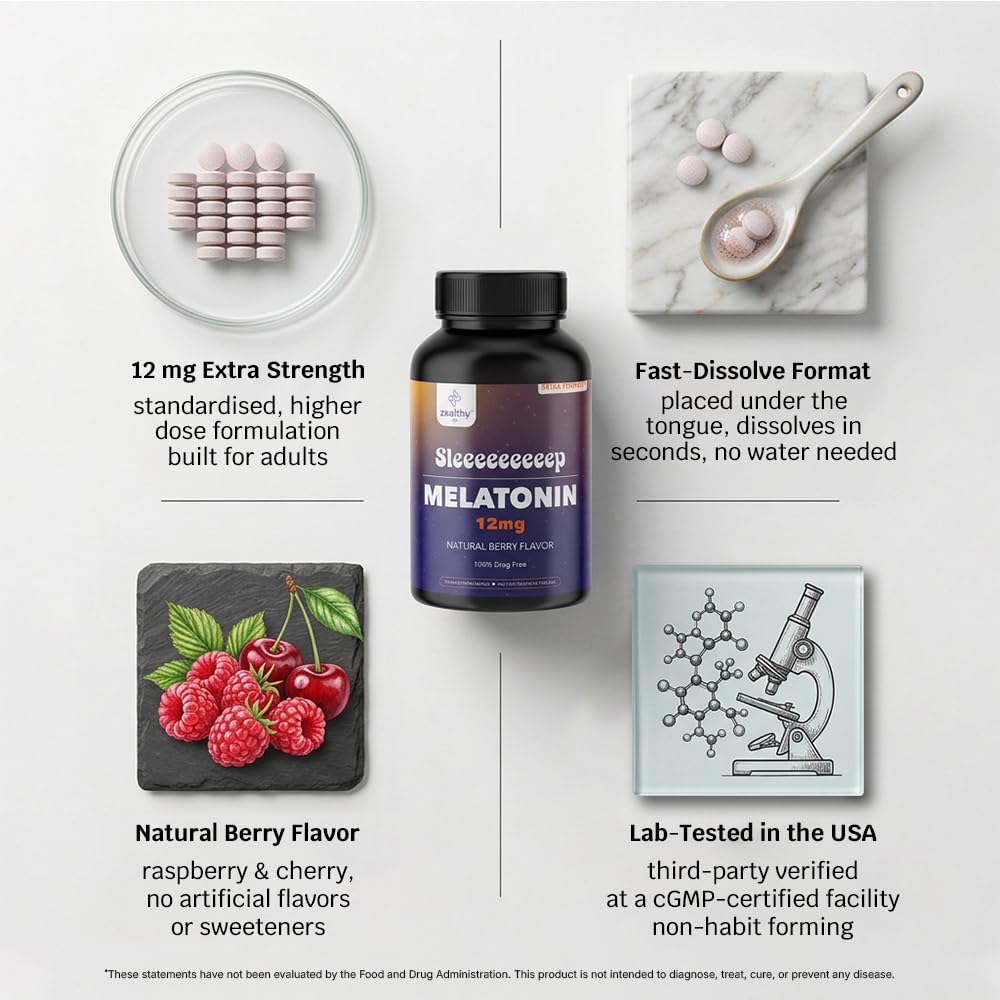 Z Zealthy Life Melatonin Fast Dissolve 12mg Tablets, 100 Tablets