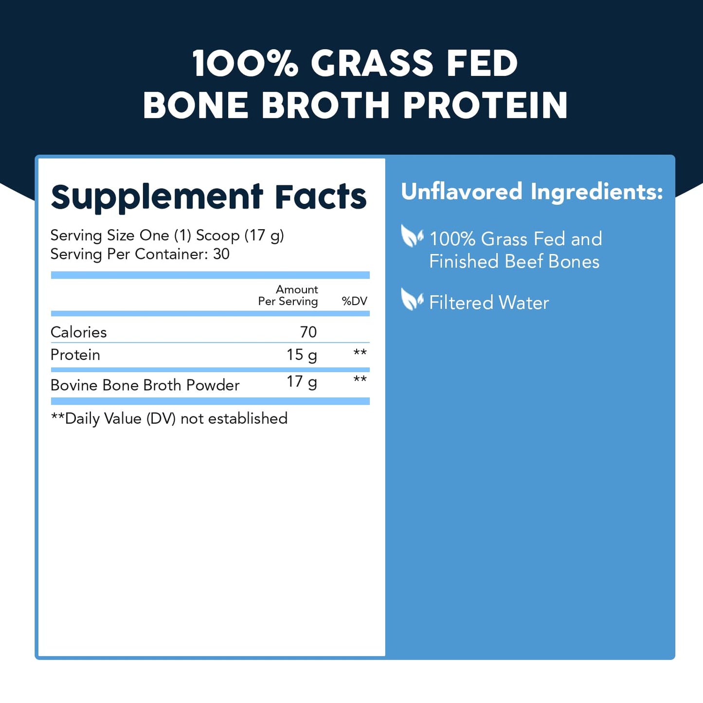 Paleovalley 100% Grass Fed Beef Bone Broth Protein Powder, 16.8 oz