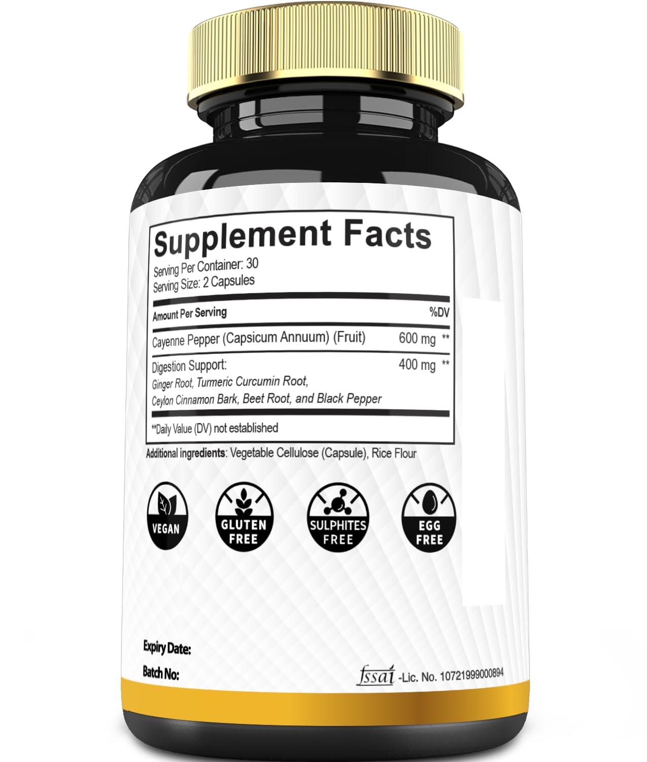 Mecisco 6in1 Cayenne Pepper Capsules with Ginger Root, Beet Root, Black Pepper and More - 60 Capsules