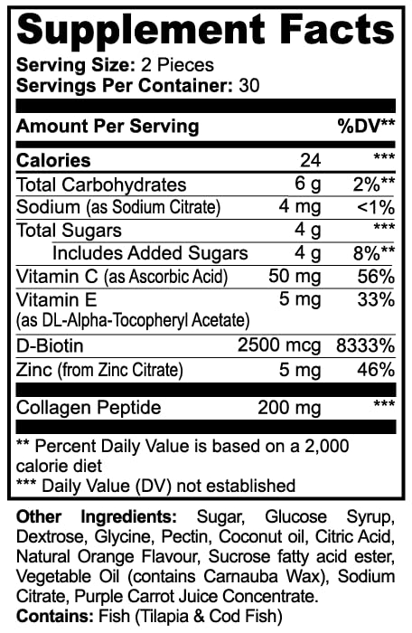 ZMZM LABS Collagen Gummies – Skin, Hair & Nail Support – Pectin-Based, Halal-Friendly, Clean Formula, 60 Gummies