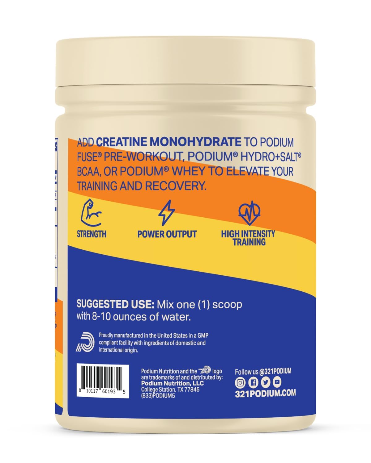 Podium Nutrition Solos Creatine Monohydrate Powder Pink Lemonade 12.7 oz