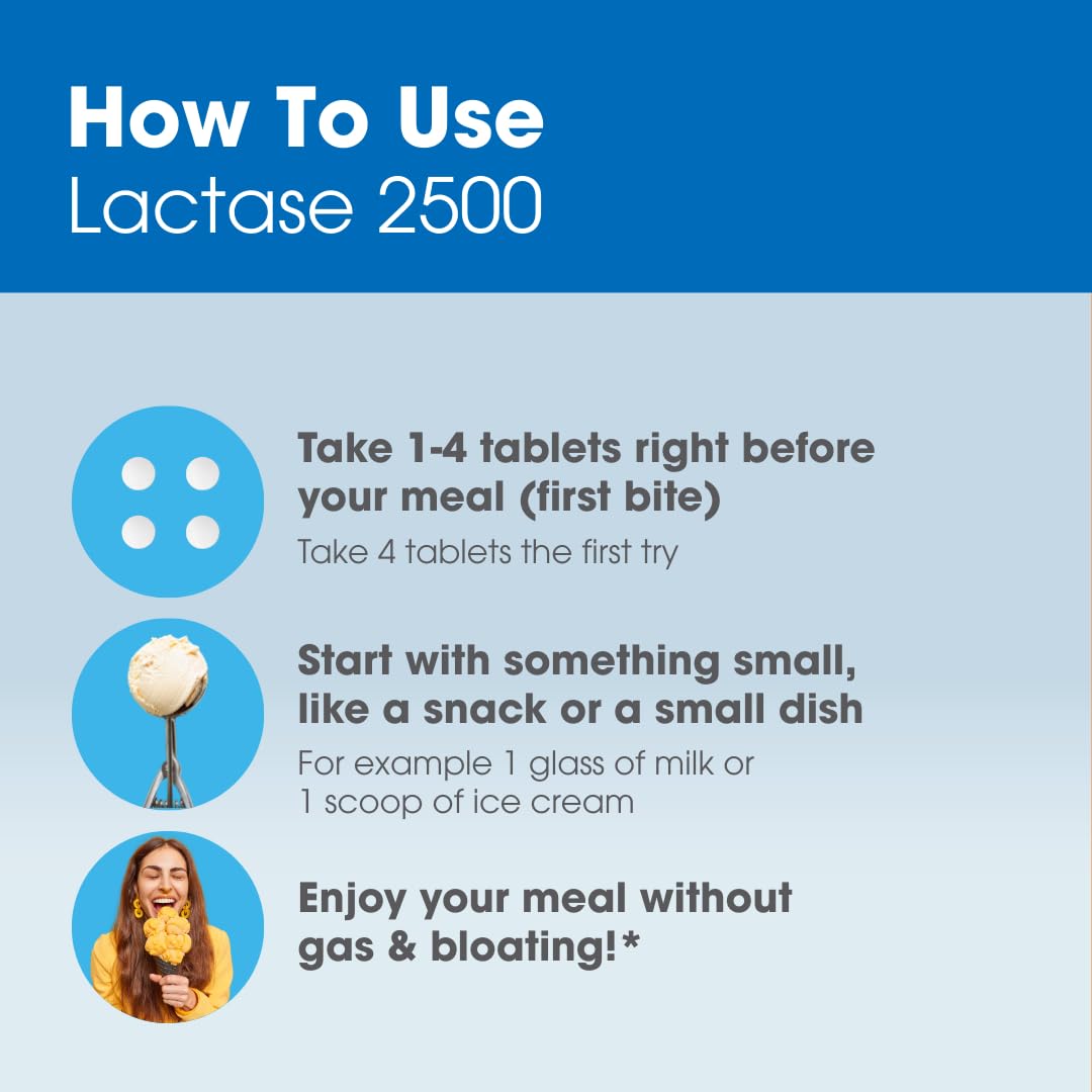 Intoleran Lactase 2500 Digestive Enzymes Capsules, 100 Count