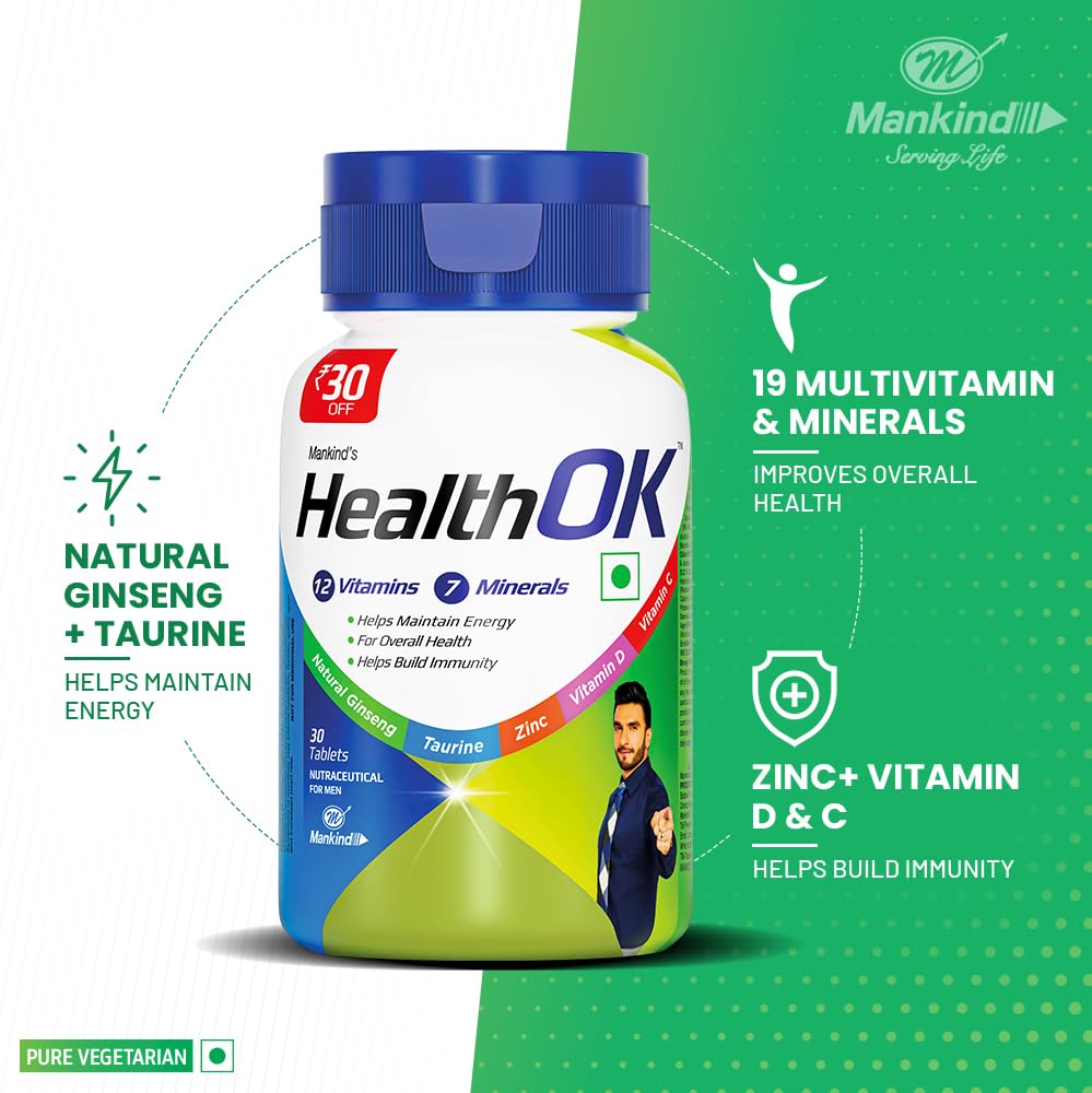 Mankind's Health OK Multivitamin, Multimineral and Amino Acids Tablet, 1 Count
