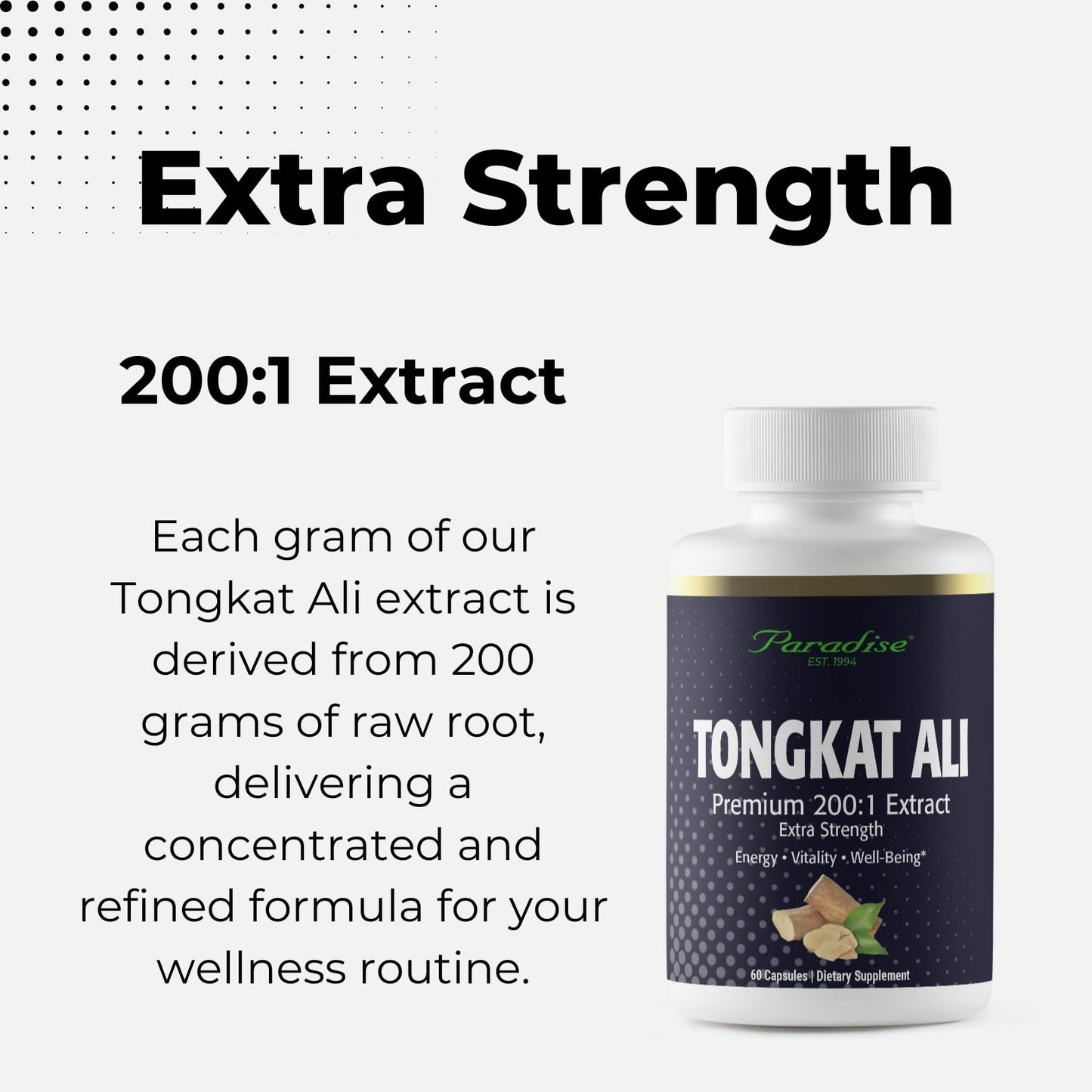 Paradise Herbs Tongkat Ali Premium 200:1 Extract Capsule, 60 Capsules