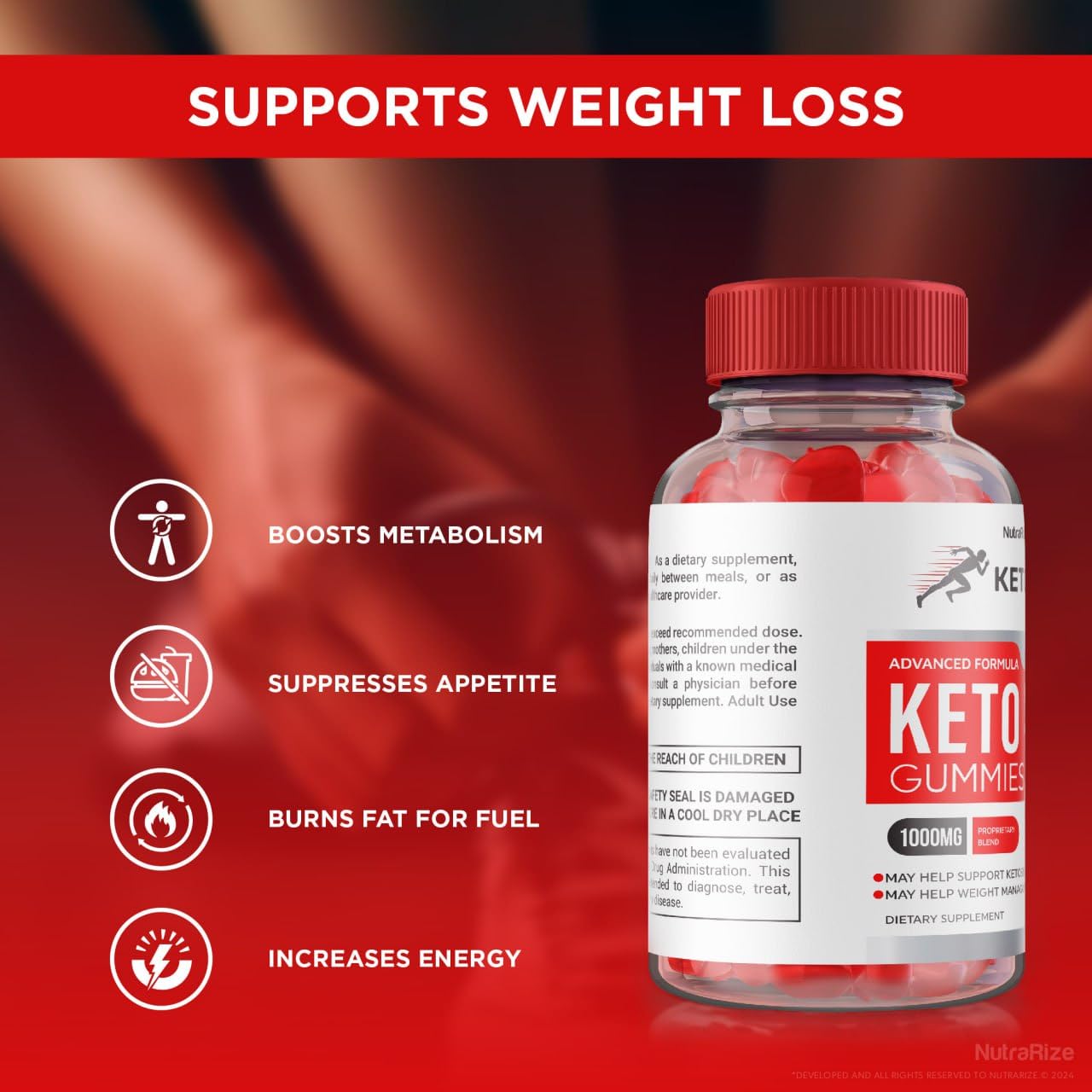 NutraRize Keto Rush Keto ACV Gummies, 60 Gummies