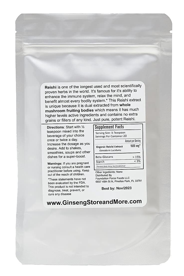 GinsengStoreAndMore 16:1 Reishi Mushroom Dual Extract Powder, 1.7637