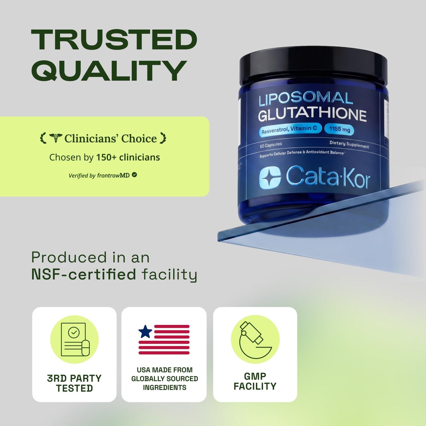 Cata-Kor Liposomal Glutathione – Ultra High Absorption with Resveratrol, Vitamin C, Selenium & Vitamin B2, 60 Capsules