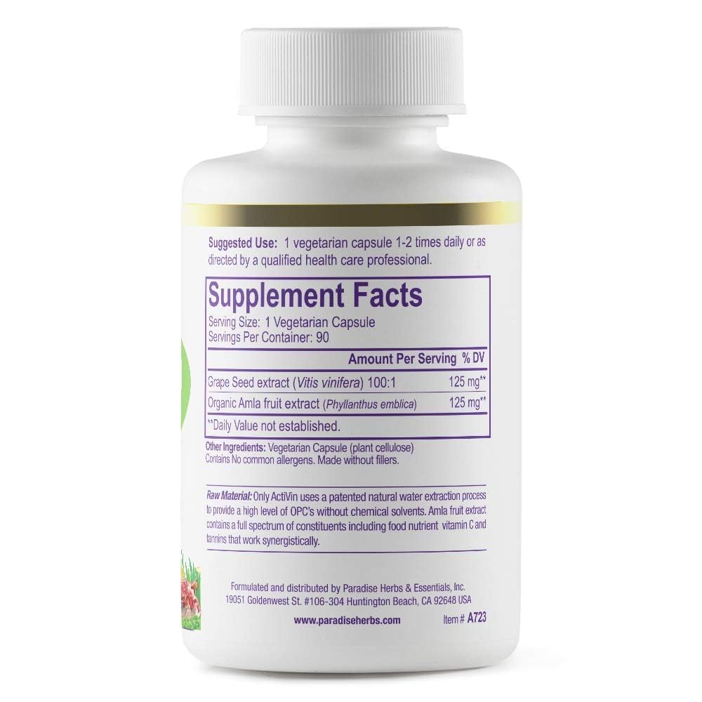 Paradise Herbs Grape Seed Extract Whole Spectrum Capsule, 90 Count
