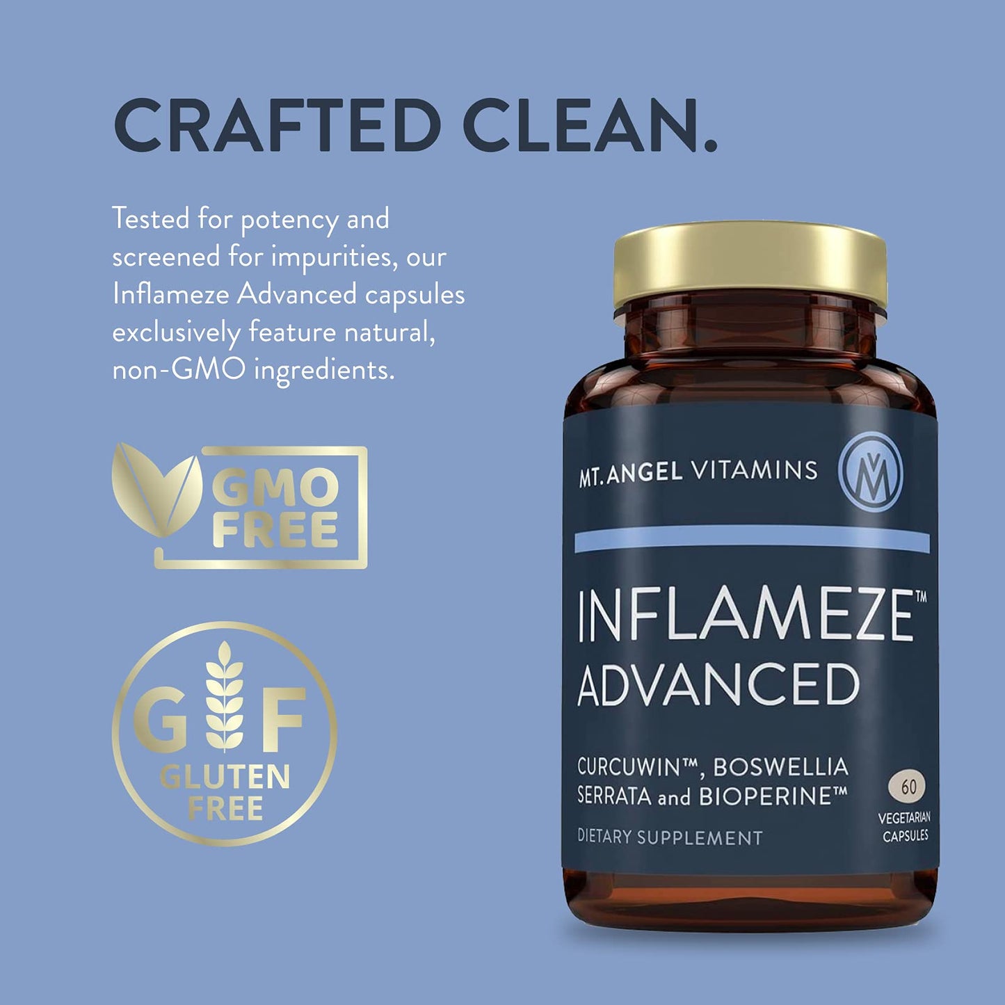 Mt. Angel Vitamins Inflameze Advanced Joint Health Collagen Protection Turmeric Supplement Capsule, 60 Capsules