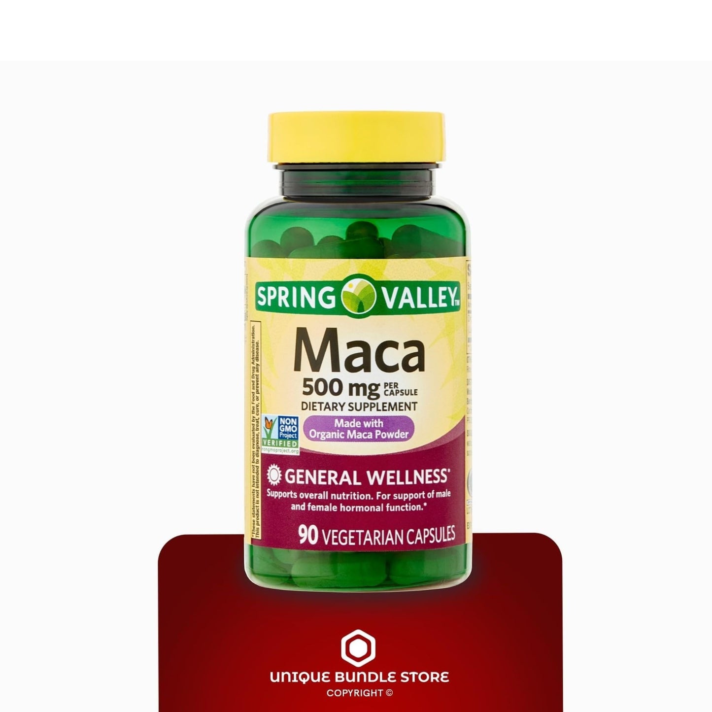 Unique Bundle Store Maca 500mg Vegetarian Capsules, 180 Count