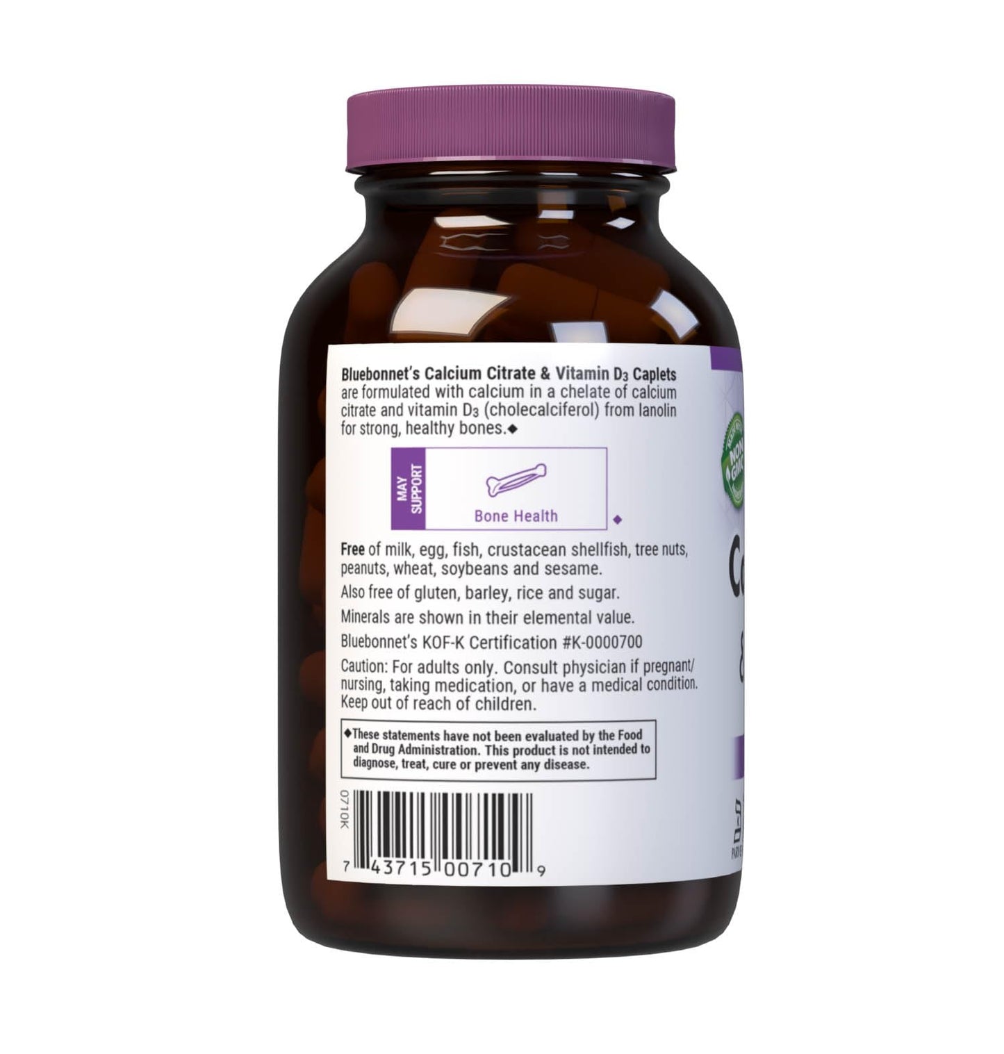 BlueBonnet Calcium Citrate & Vitamin D3 Caplets, 90