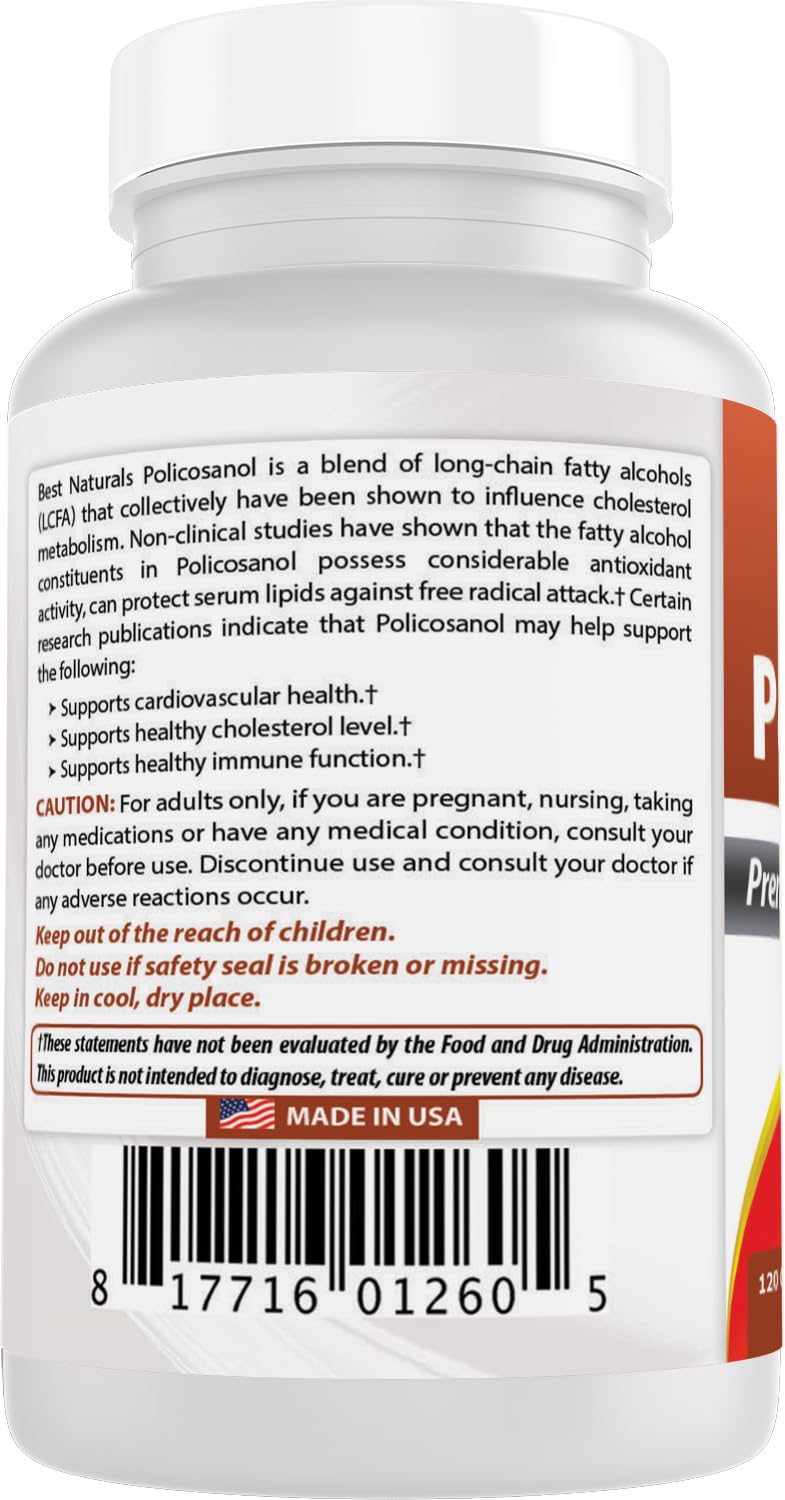 Best Naturals Policosanol 10 mg Softgels, 120 Count