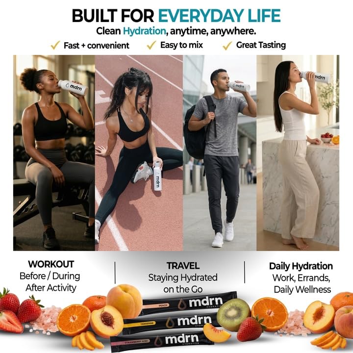 MDRN Hydration Zero Sugar Electrolytes with Pink Himalayan Salt Powder Strawberry Kiwi 7