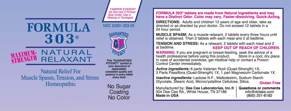 Dee Cee Laboratories Formula 303 Maximum Strength Tablets, 90 Tablets