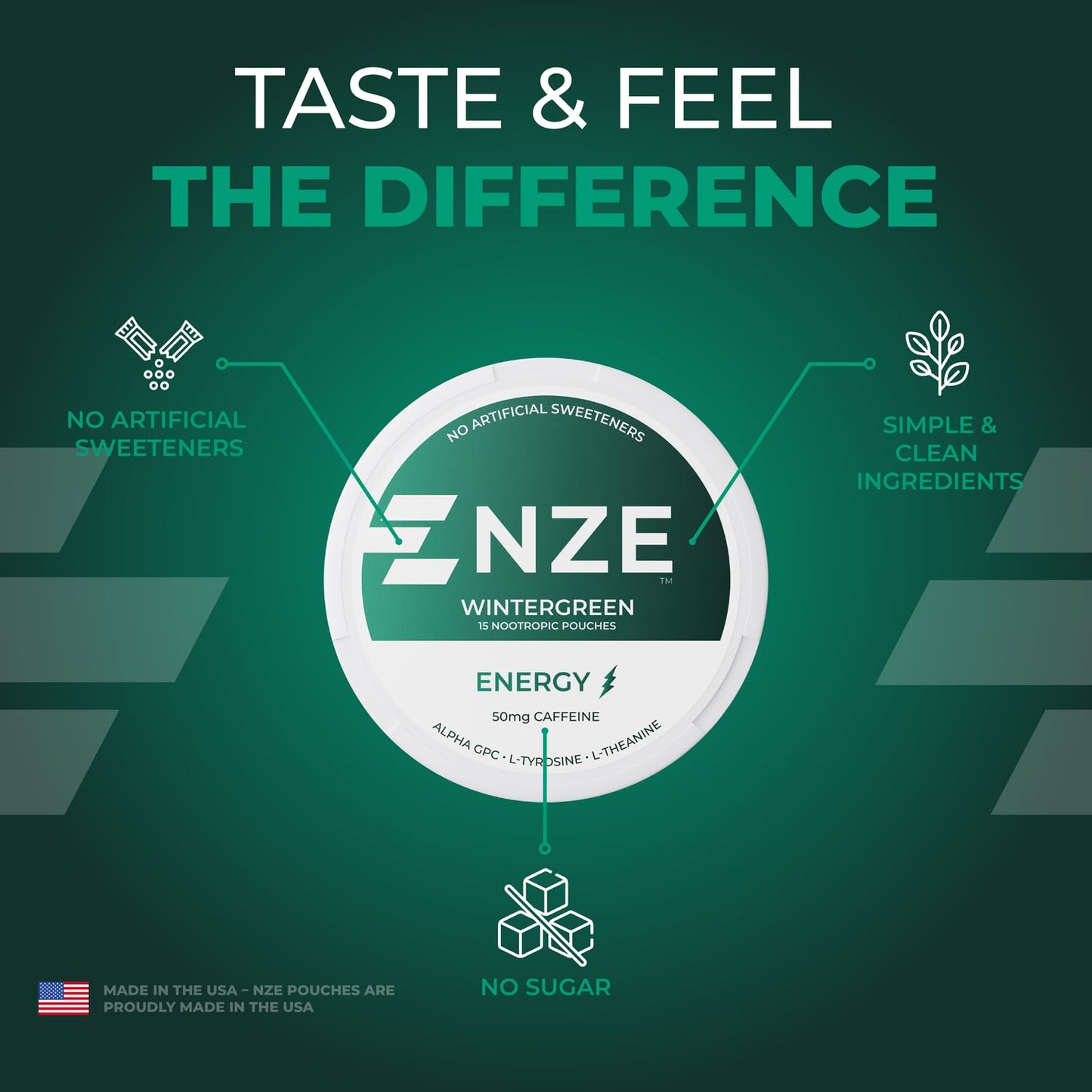 NZE Caffeine Nootropic Pouches Caplet, 5-Pack