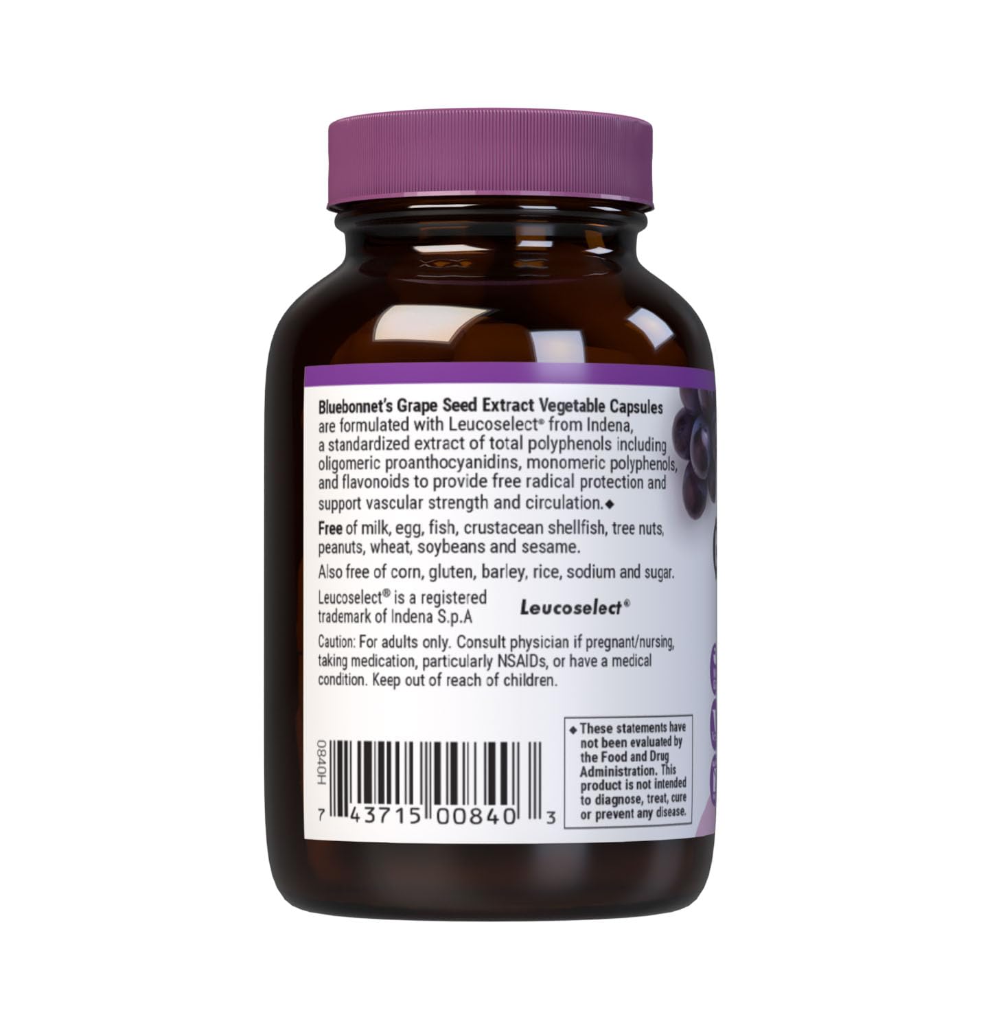 BlueBonnet Grape Seed Extract Supplement Capsules, 60 Count