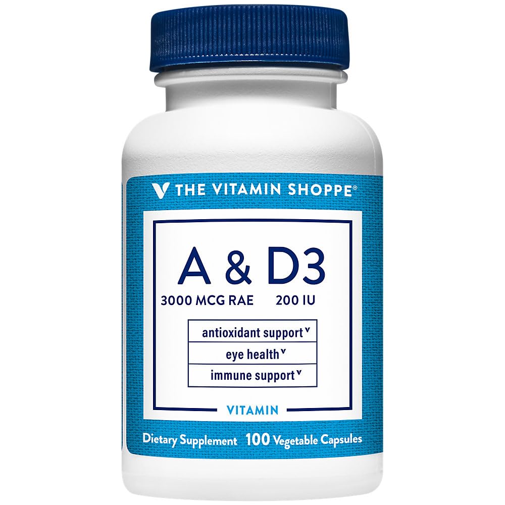 The Vitamin Shoppe Vitamin A & D Non-Oily Immune & Vision Support Antioxidant Formula, 100 Capsules