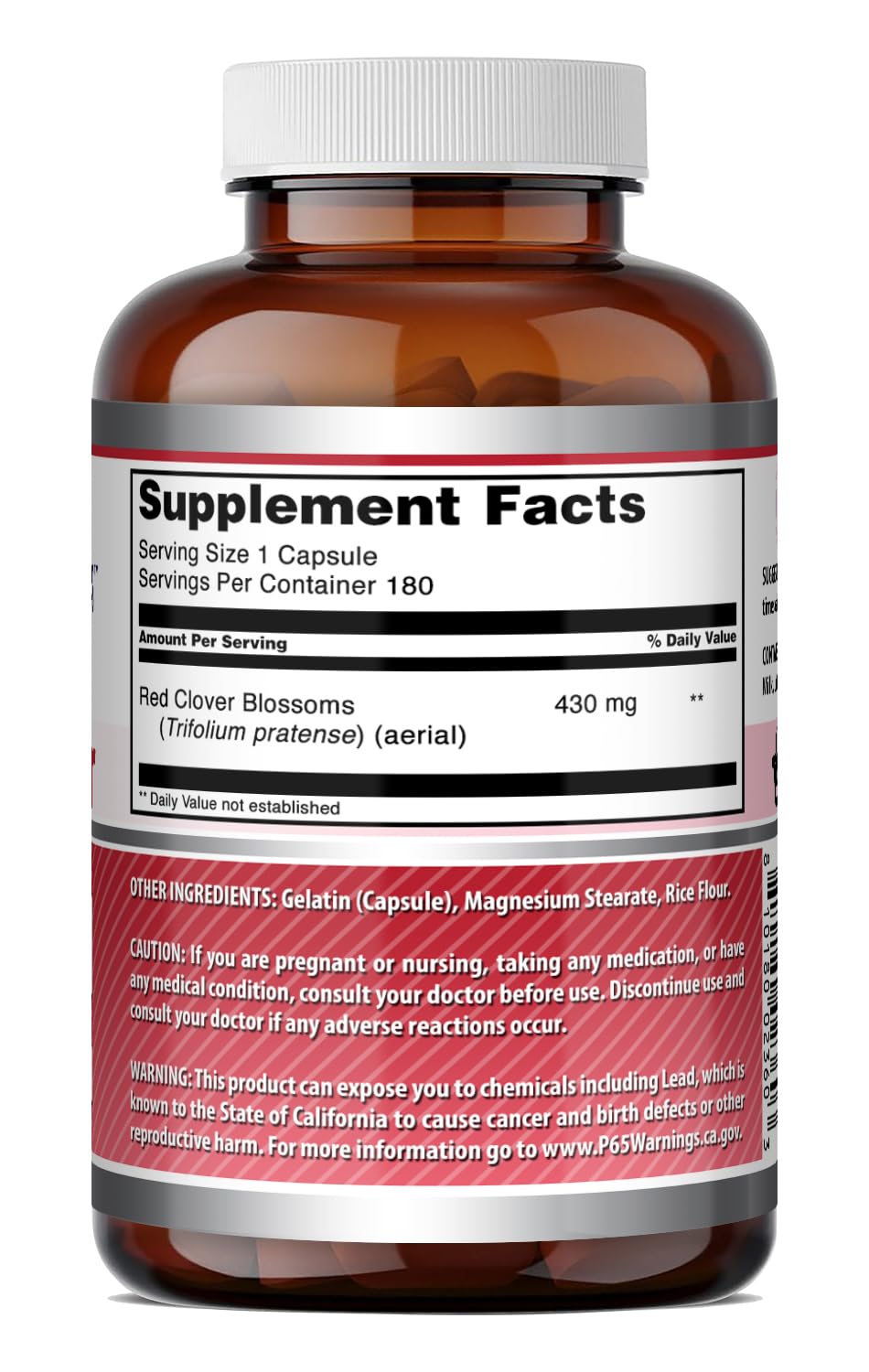 Amazing Nutrition Red Clover 430 Mg Supplement Capsules 180 Count
