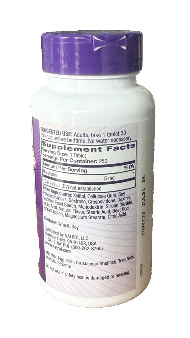 Generic Naturol Melatonin 5mg Fast Dissolving Tablets, 250 Count