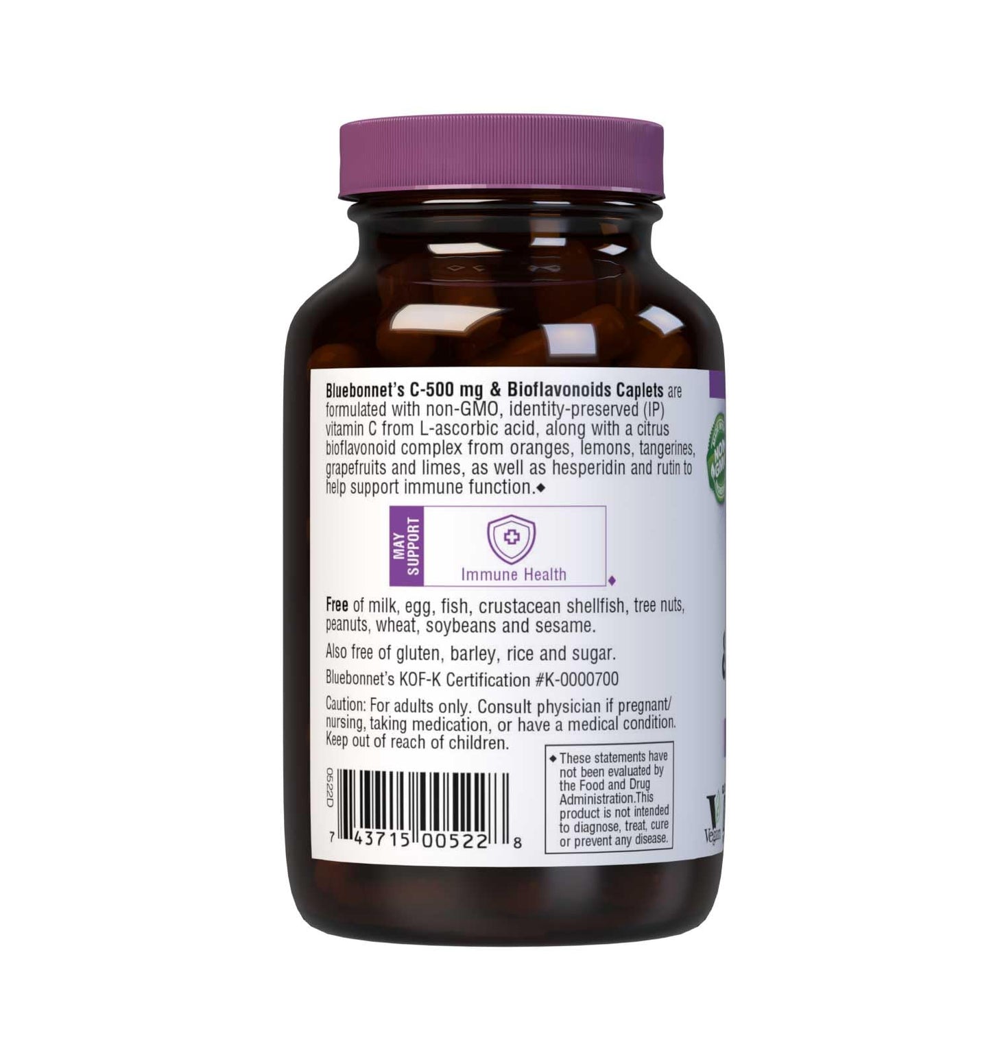 BlueBonnet Vitamin C 500 mg Plus Bioflavonoids Caplets, 90 Count