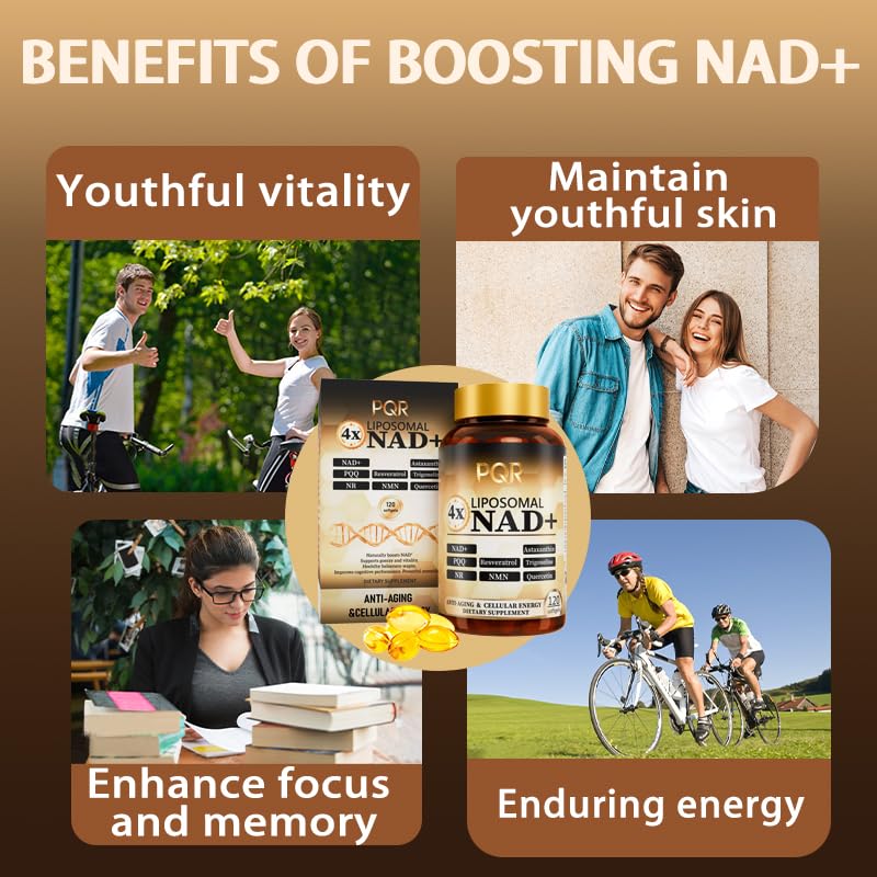 PQR NAD+ Liposomal Nicotinamide Riboside with Resveratrol 1200mg Capsules, 120 Count