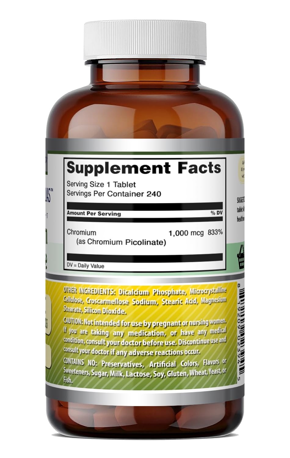 Amazing Nutrition Chromium Picolinate 1000 mcg Tablets, 240 Count