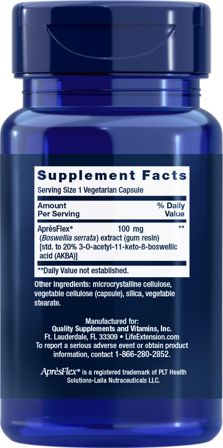 Life Extension Boswellia 100 mg Vegetarian Capsules, 120 Capsules