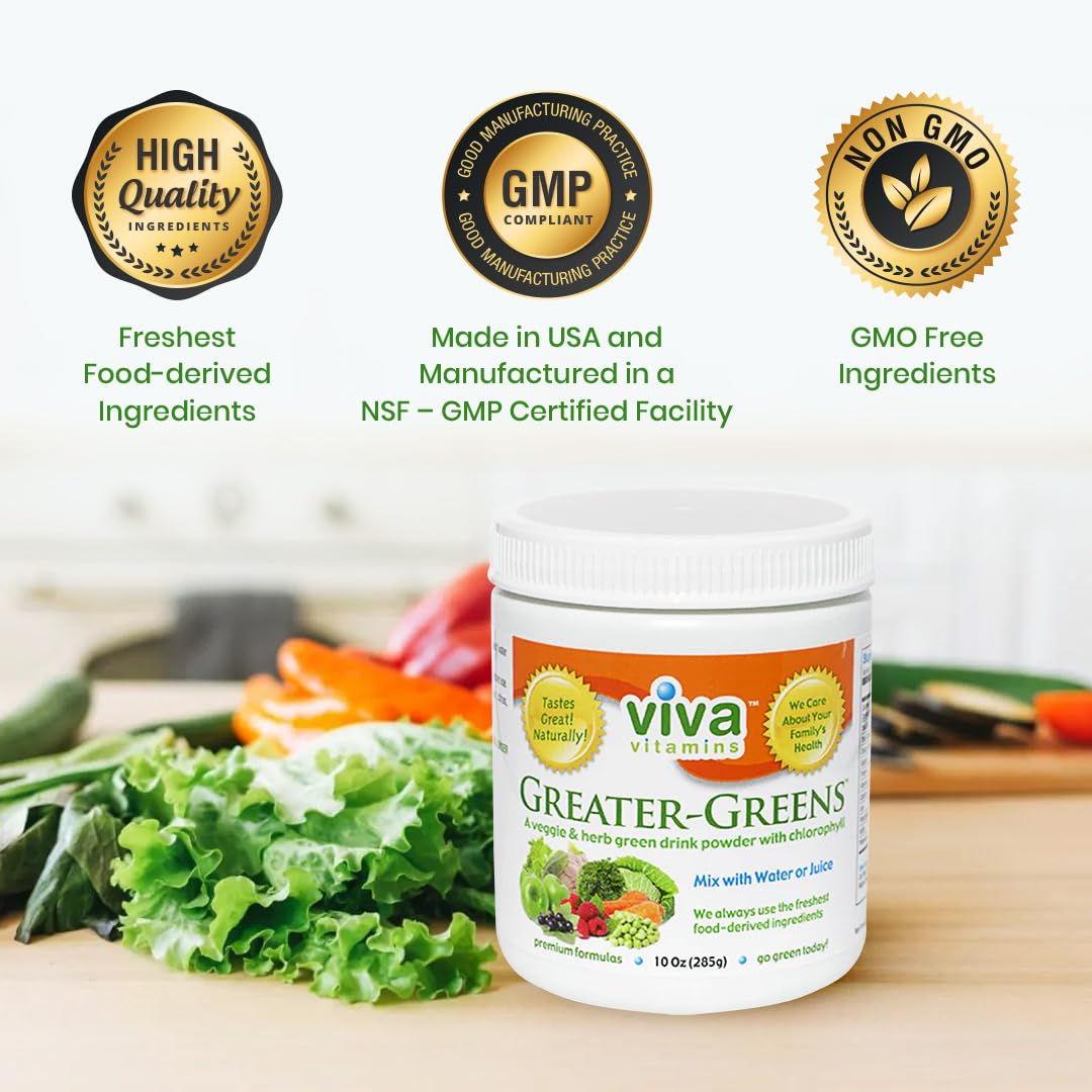 Viva Vitamins Greater Greens Detox Cleanse Powder, 10 oz