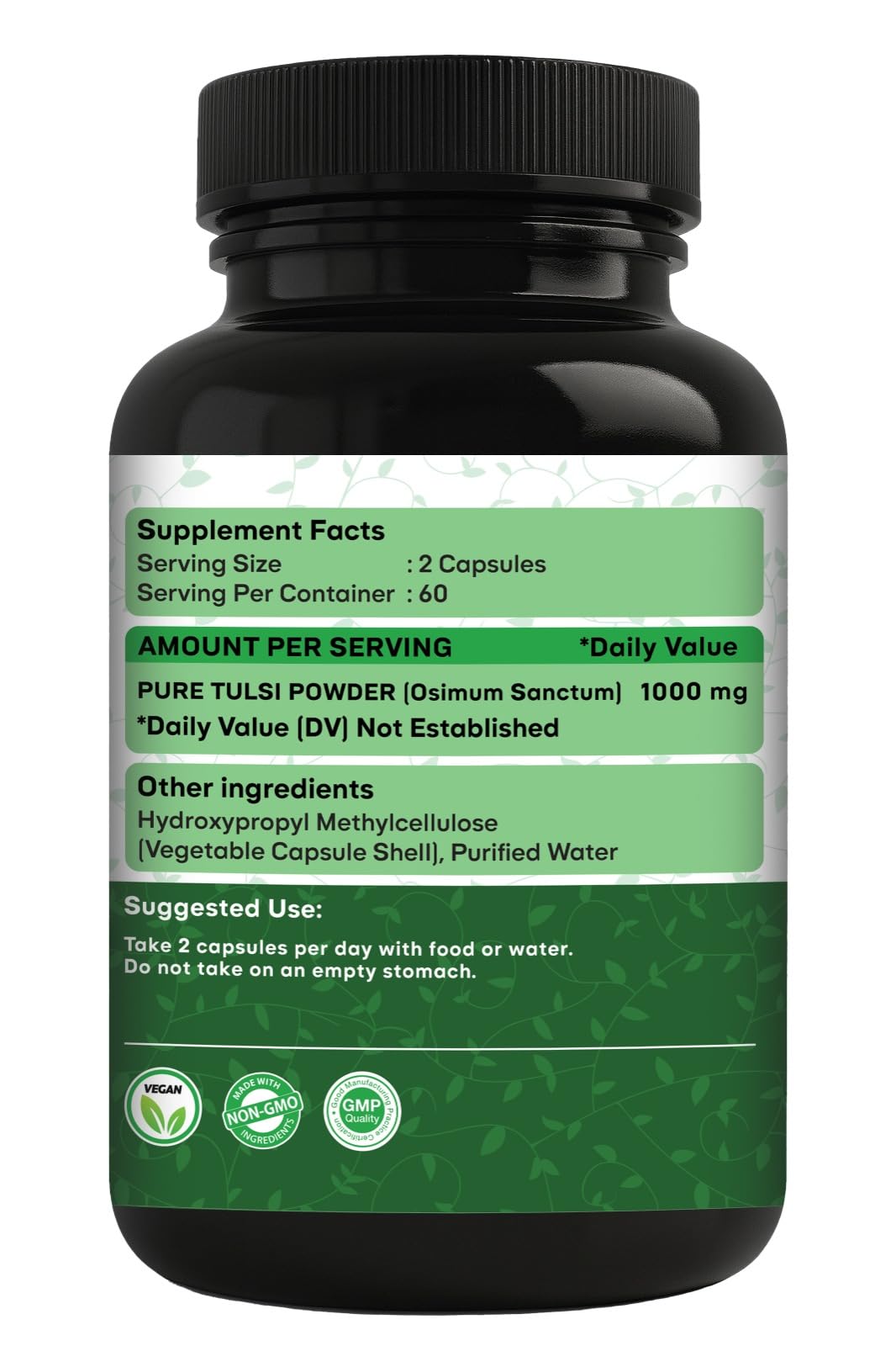 Biliv Naturals Tulsi (Holy Basil) 500 mg Herbal Supplement Capsules, Immune Support, Adaptogen, Supports Healthy Stress Response, Vegan, Gluten-Free, 120 Capsules