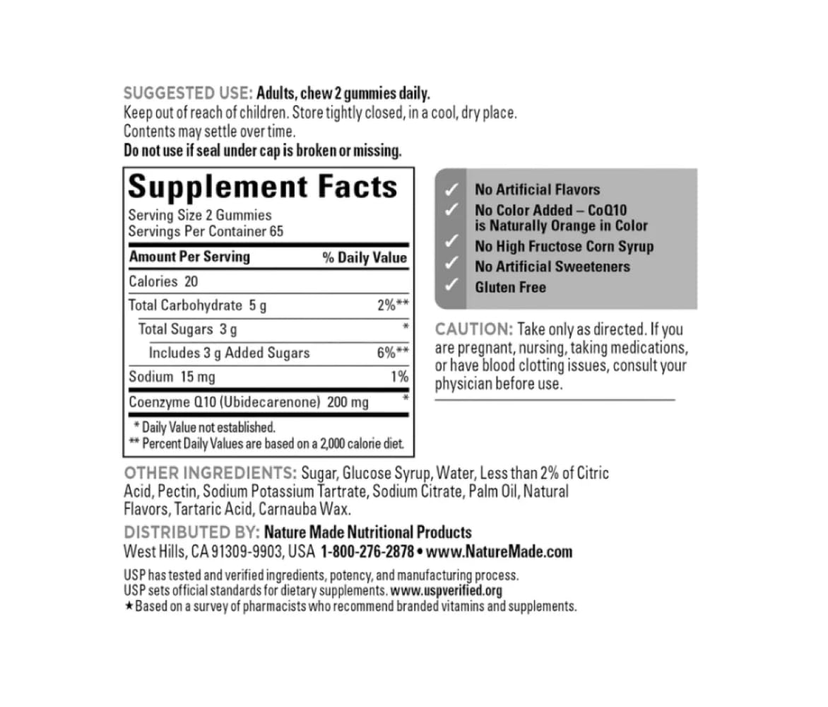 Nature Made CoQ10 100 mg Gummies 60 Count
