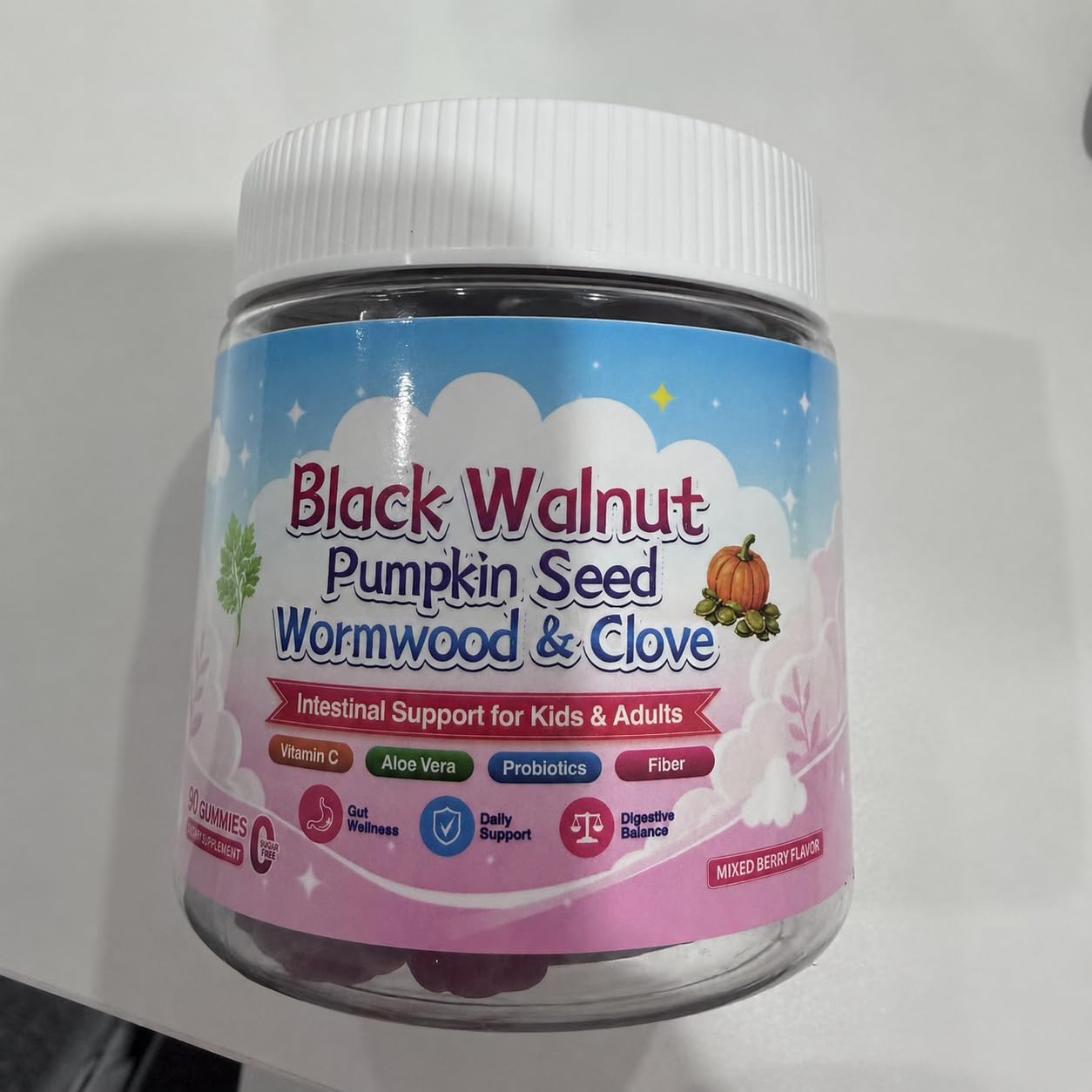StaySay Wormwood Black Walnut Clove para Clean for Humans & Kids, Herbal Gut Health Gummies with Wormwood, Pumpkin Seeds Gummy 50 Count