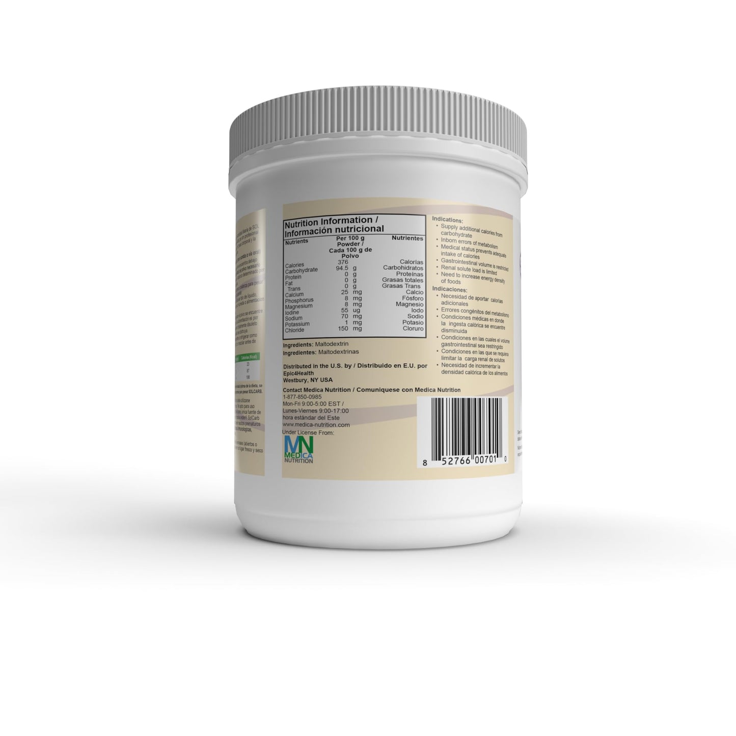 Medica Nutrition SolCarb Unflavored Carbohydrate Powder Supplement, 96 Count