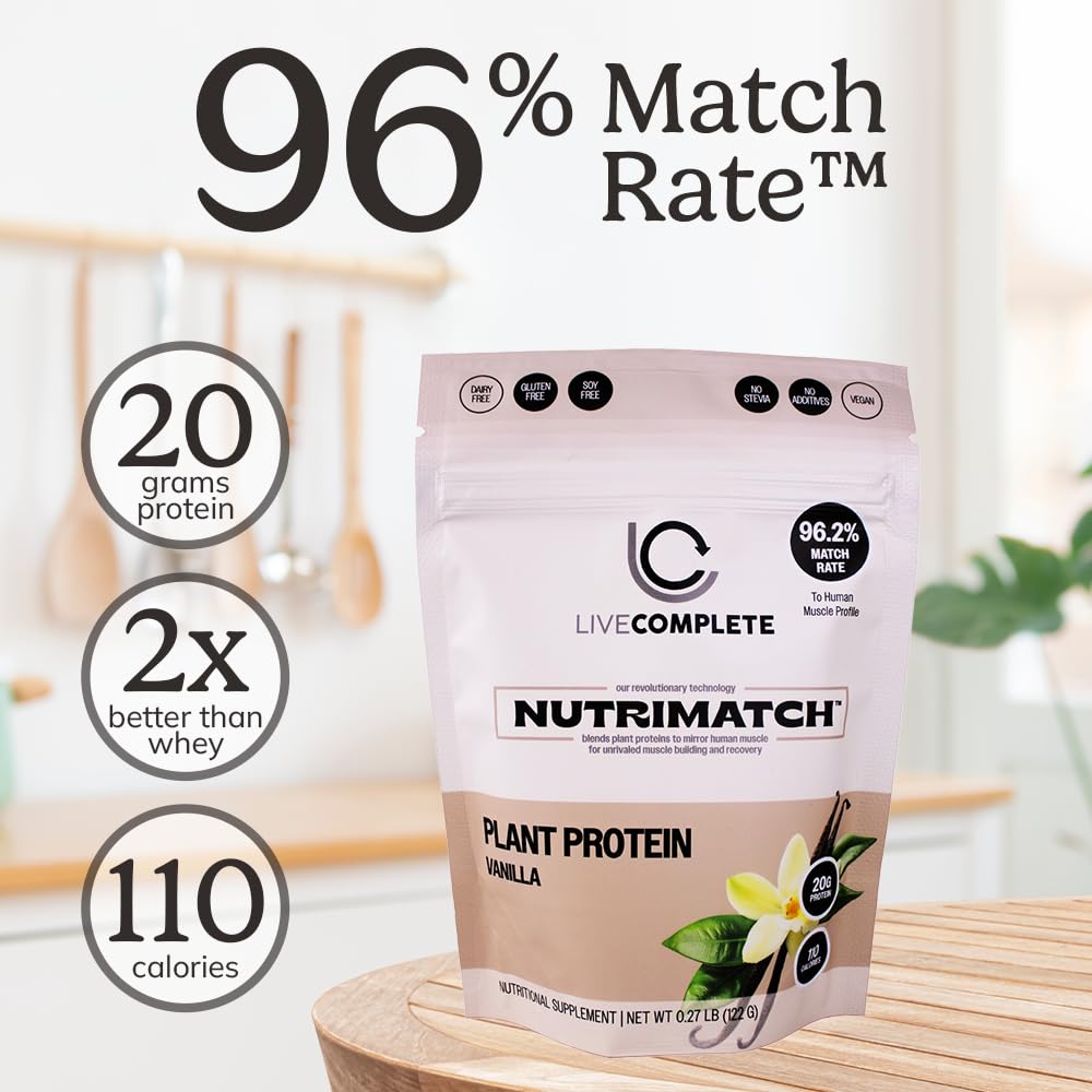 LiveComplete NutriMatch Plant Protein Powder – Vanilla, 4 Servings