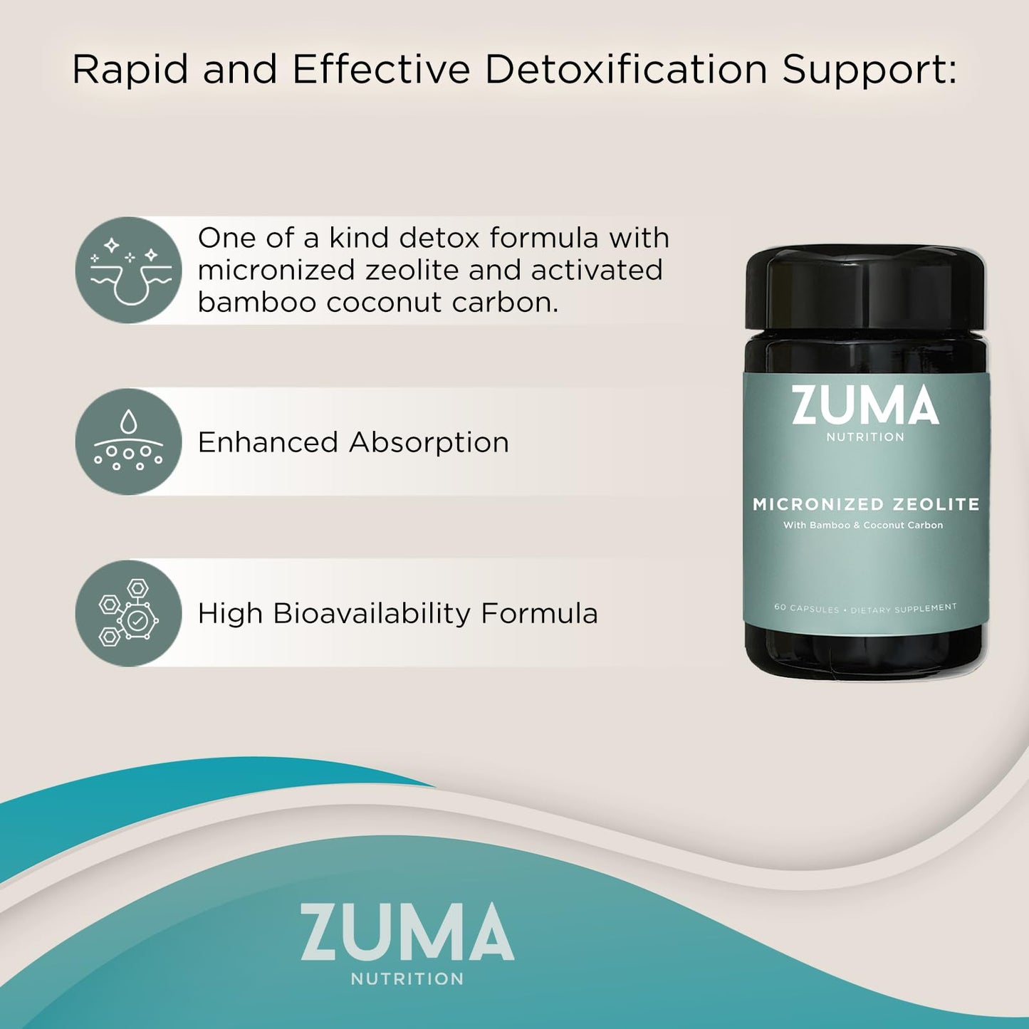 Zuma Nutrition Zeolite Micronized Capsules, 60 Capsules