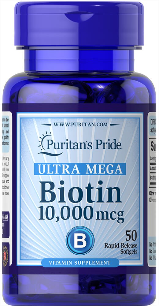 Puritan's Pride Ultra Mega Biotin 10000 mcg Capsule 50 Count
