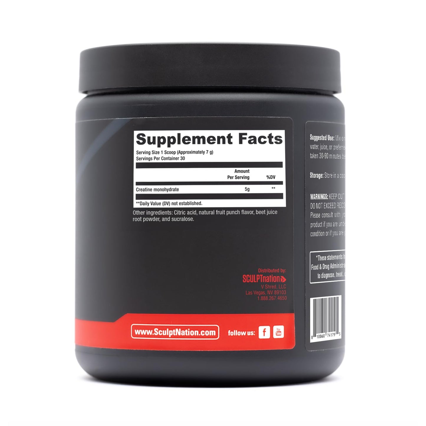 Sculpt Nation Creatine Monohydrate Powder, 30 Servings
