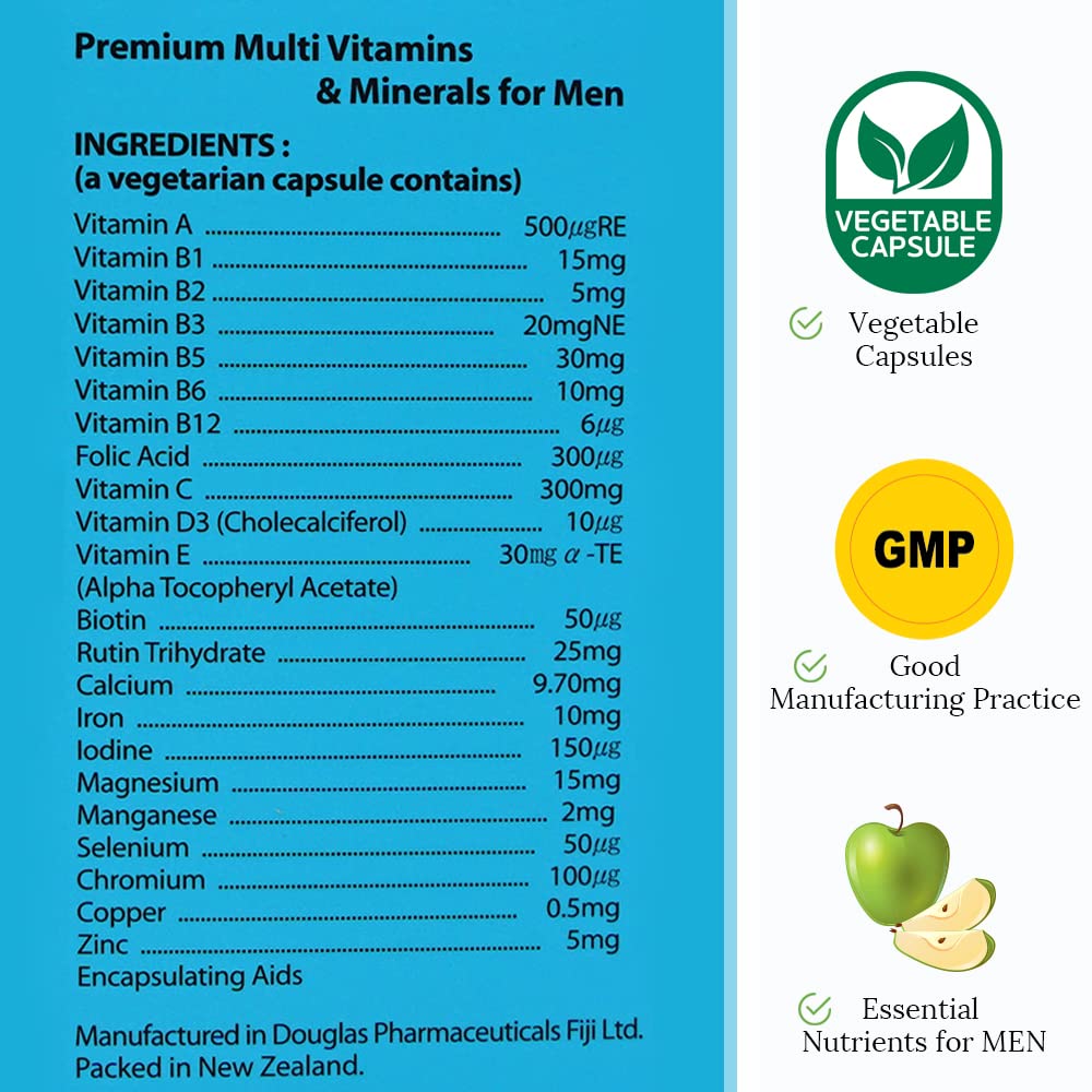 Hi Well Pure & Natural New Zealand Premium Multi Vitamins & Minerals for Men Capsule 60 VegeCapsules