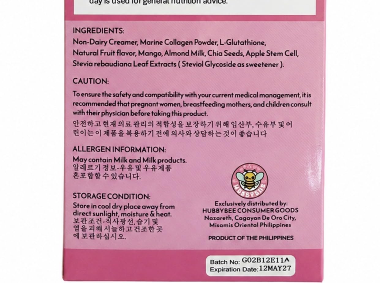 Generic HubbyBee Premium Collagen Booster Mix Powder, Mango Flavor, 10 Sachets