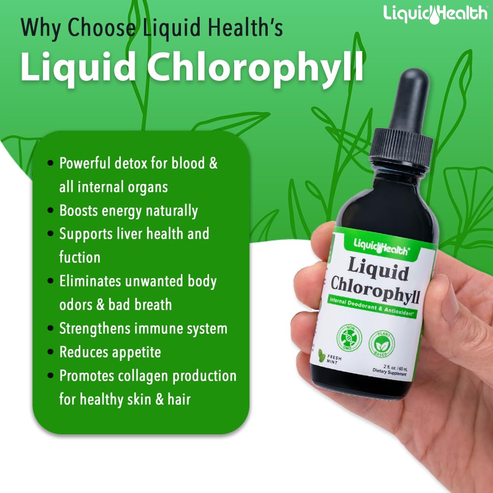 LIQUIDHEALTH Vegan Liquid Collagen Plus Biotin & Liquid Chlorophyll Powder Bundle